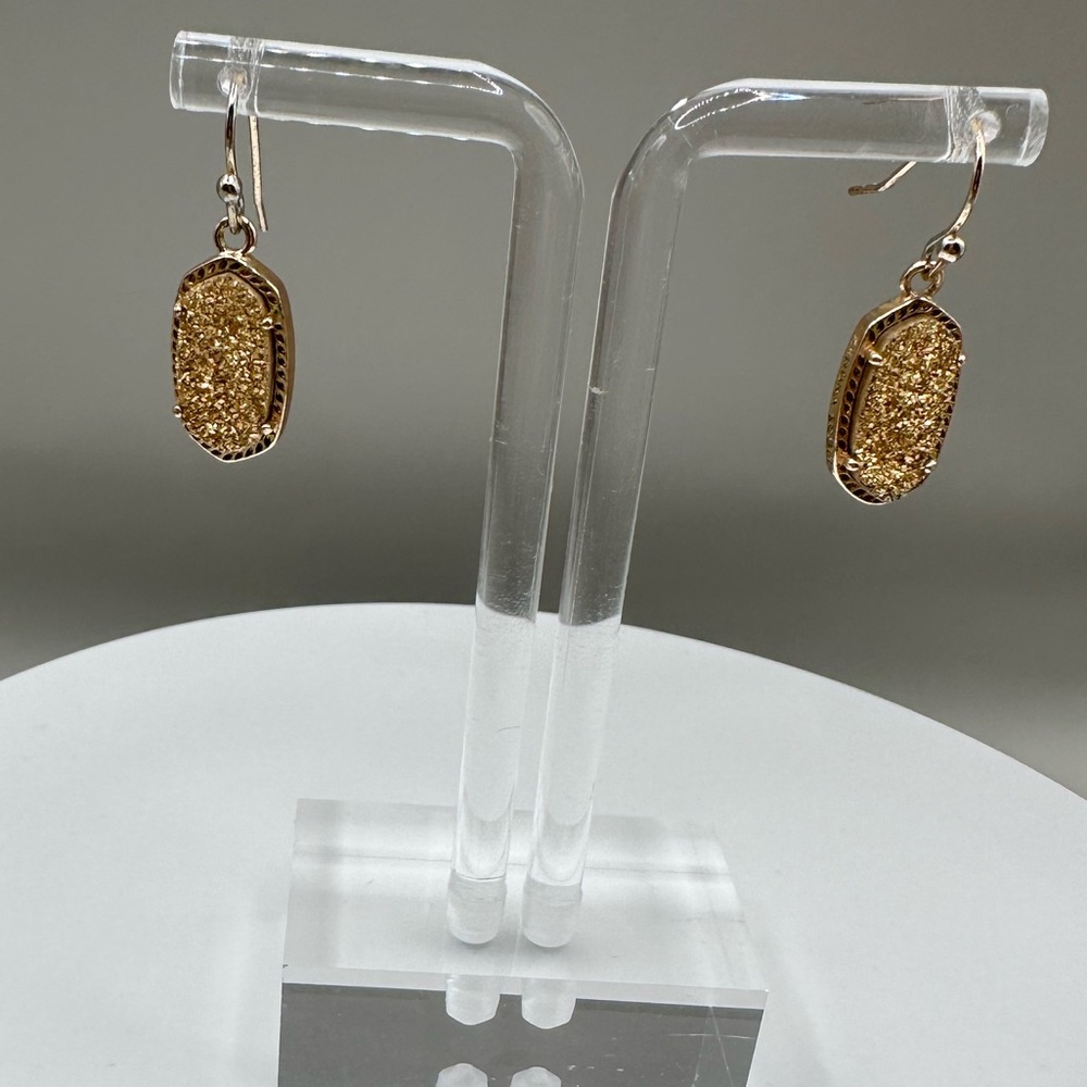 KENDRA SCOTT βοΈ Lee Rose Gold Drop Earrings in Rose Gold Drusy, EUC - Picture 7 of 7